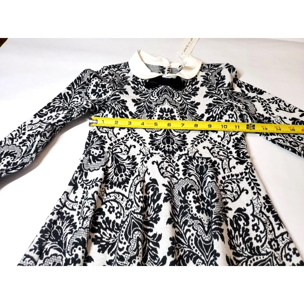NEW Janie and Jack Girls Small Dress 100% Cotton Sweater Knit Long Sleeve Bow‎
